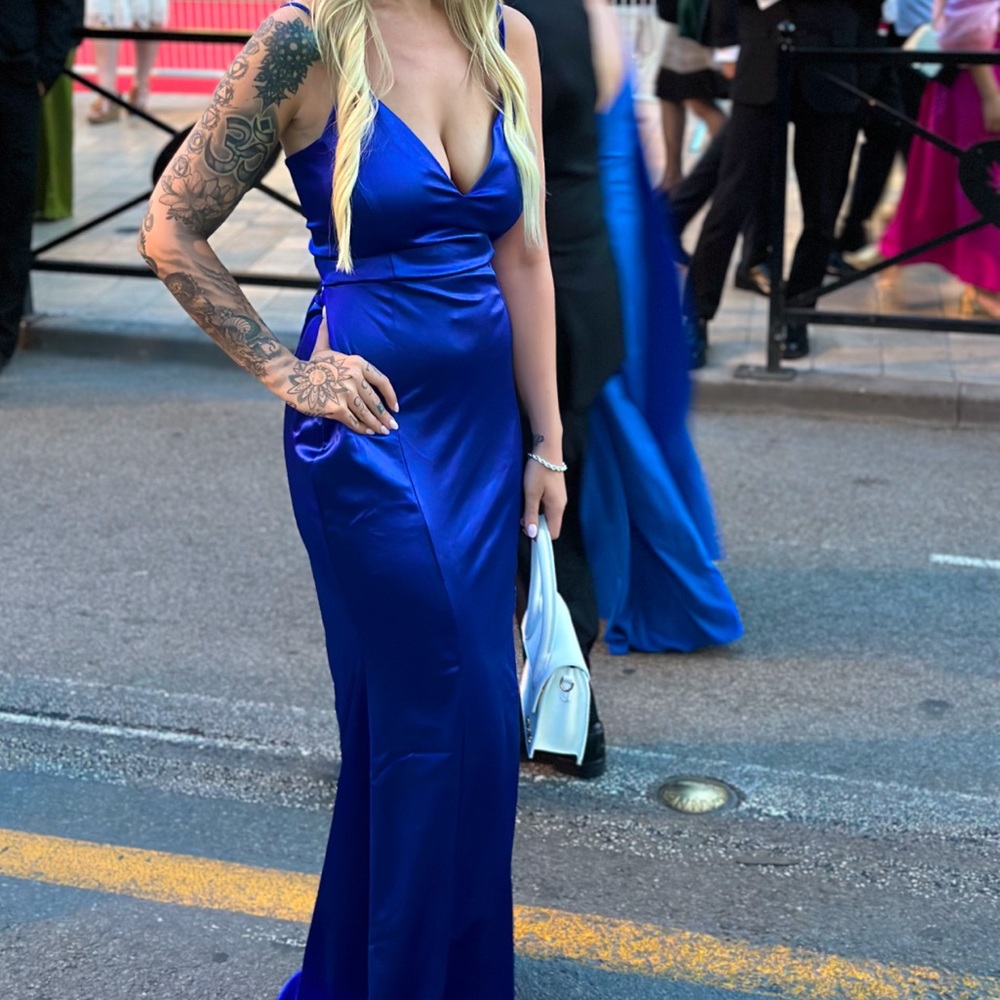 Royal Blue Satin Prom Dress